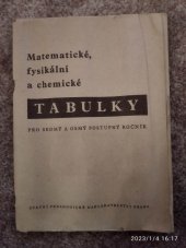 kniha Matematické, fysikální a chemické tabulky pro sedmý a osmý postupný ročník, SPN 1957