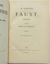 kniha Faust Část I Tragedie., J. Otto 1927