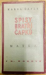 kniha Matka hra o třech dějstvích, Fr. Borový 1938