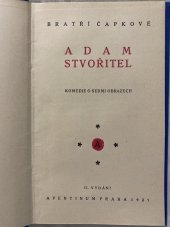 kniha Adam Stvořitel Komedie o sedmi obrazech, Aventinum 1927
