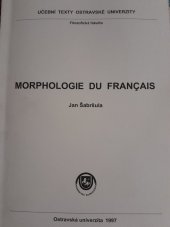 kniha Morphologie du français, Ostravská univerzita, Filozofická fakulta 1997