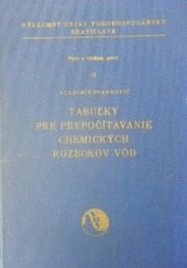 kniha Tabuľky pre prepočítavanie chemických rozborov vôd, Slovenské vydavateľstvo technickej literatúry 1964