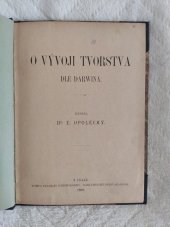 kniha O vývoji tvorstva dle Darwina, Dělnická akademie 1899