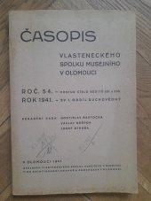 kniha Časopis vlasteneckého spolku musejního v Olomouci. Roč. 54. Rok 1941., Vlastenecký spolek musejní v Olomouci 1941