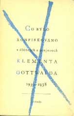 kniha Co bylo konfiskováno v článcích a projevech Klementa Gottwalda 1930-1938 [Několik ukázek censurní praxe z předmnichovské republiky, Svoboda 1948