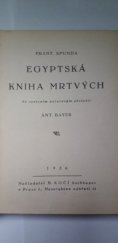 kniha Egyptská Kniha mrtvých, B. Kočí 1926