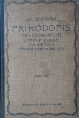 kniha Přírodopis pro jednoroční učebné kursy (IV. třídy) při měšťanských školách, Komenium 1922