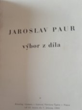 kniha Jaroslav Paur, Galerie V.Špály v Praze 1960