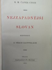kniha Nejzápadnější Slovan historie o třech kapitolách, Fr. Borový 1921
