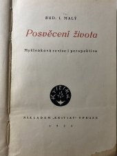 kniha Posvěcení života Myšlenková revise i perspektiva, Kritika 1924