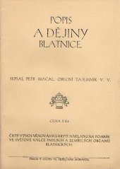 kniha Popis a dějiny Blatnice, vlastním nákladem 1927