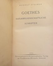 kniha Goethes naturwissenschaftliche Schriften, Verlag 1926