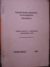kniha Funkční analýza a identifikace organických látek, VŠCHT 1981