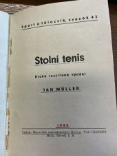 kniha Stolní tenis, Moravské nakladatelství 1939