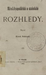 kniha Národohospodářské a statistické rozhledy. III., K. Adámek 1900