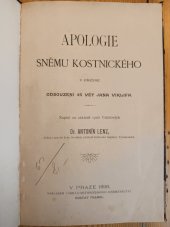 kniha Apologie sněmu kostnického v příčině odsouzení 45 vět Jana Viklifa, Cyrillo-Methodějské knihkupectví Gustav Francl 1896