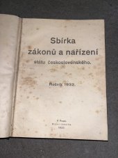 kniha Sbírka zákonů a nařízení státu československého 1932, Státní tiskárna 1932