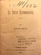 kniha Ze světa slovanského. Svazek I., Josef Miškovský 1885