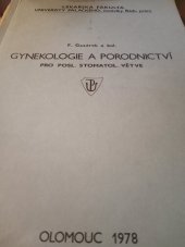 kniha Gynekologie a porodnictví pro posluchače stomatologické větve, Univerzita Palackého 1976
