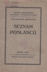 kniha Seznam poslanců, Poslanecká sněmovna Národního shromáždění 1926