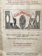 kniha Šablonování pomocí vzorkovnic Návod k hotovení šablon všeho druhu v papíru i kovu různými technikami : Methoda ruční řezby a způsob fotochemigrafický, Buček 1924