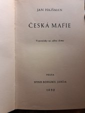 kniha Česká mafie Vzpomínky na odboj doma, Sfinx, Bohumil Janda 1932