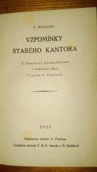 kniha Vzpomínky starého kantora, V. Paulus 1923